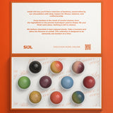 Bonbonbox van SIJL met 10 handgemaakte bonbons, open met de binnenkant van het deksel