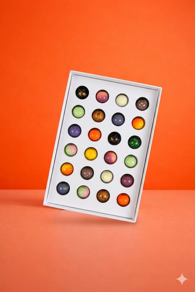 SIJL bonbon box met 24 handgemaakte bonbons, zelf samengesteld